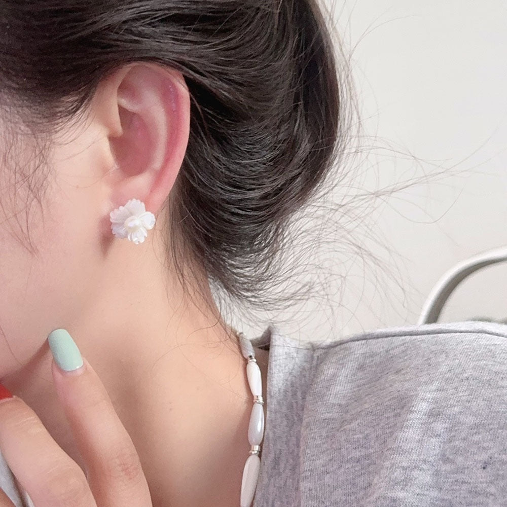 Mother-of-Pearl Blossom Freshwater Pearl Studs