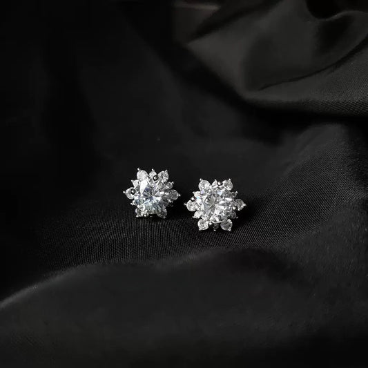 Sparkling Snowflake Mini Stud Earrings