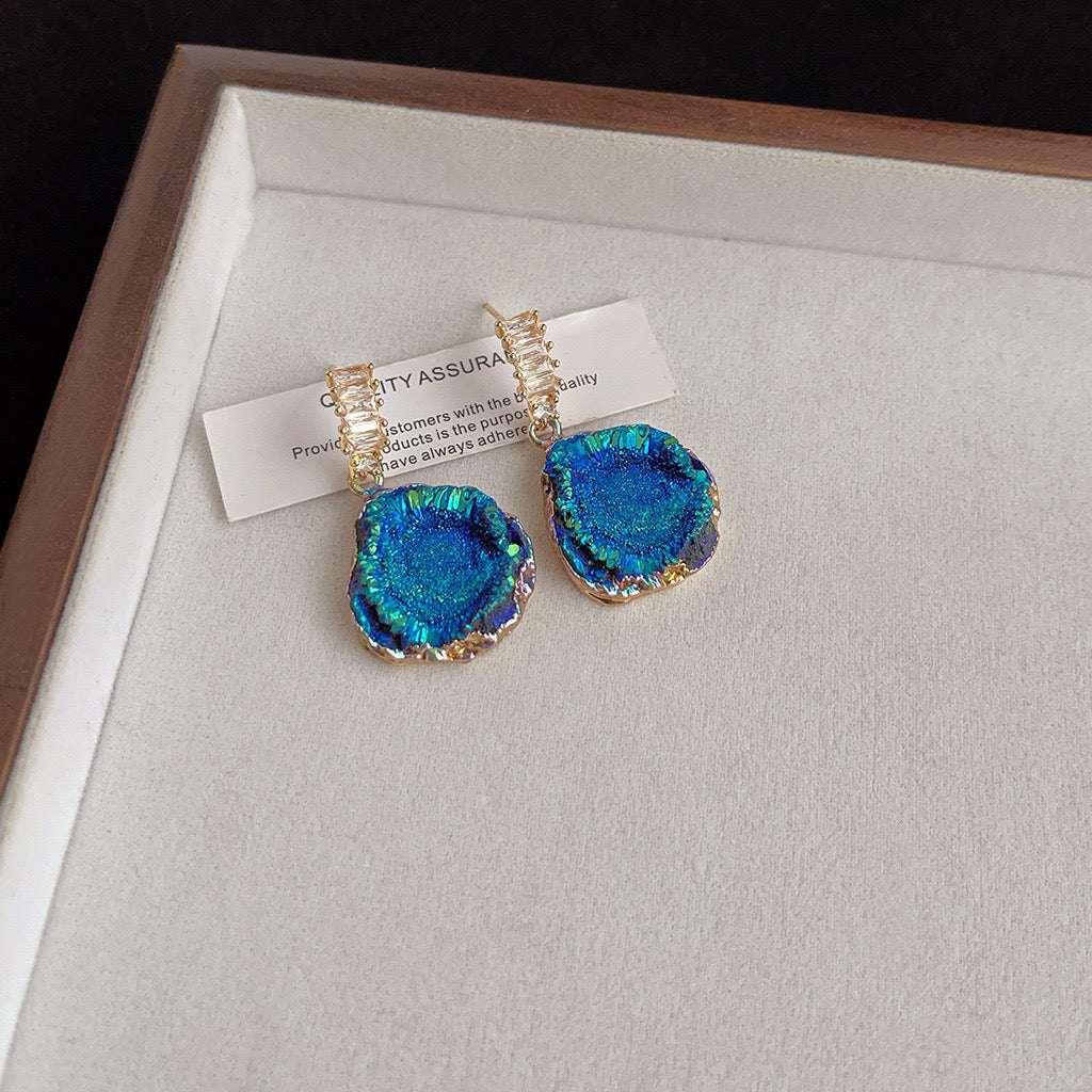 Klein Blue Galaxy Earrings | Zircon & 925 Silver Posts