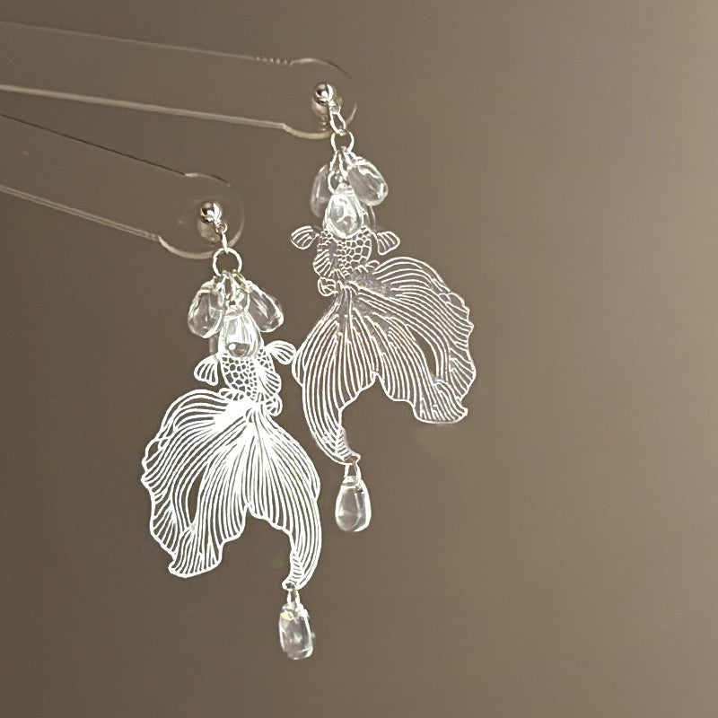 Elegant Koi Fish Earrings | Silver-Toned Beauty