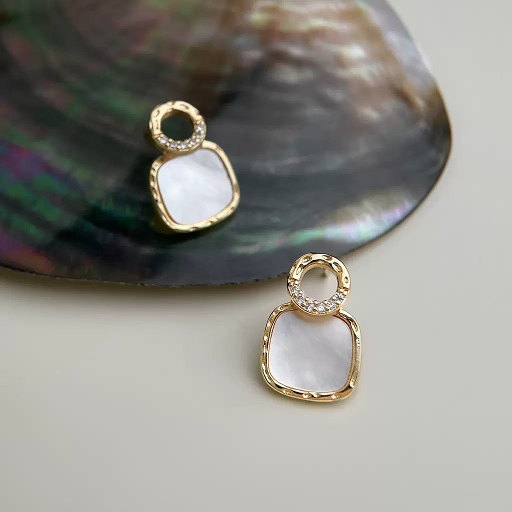 Mother-of-Pearl Geometric Studs