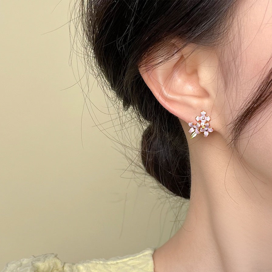 Hydrangea Enamel Studs