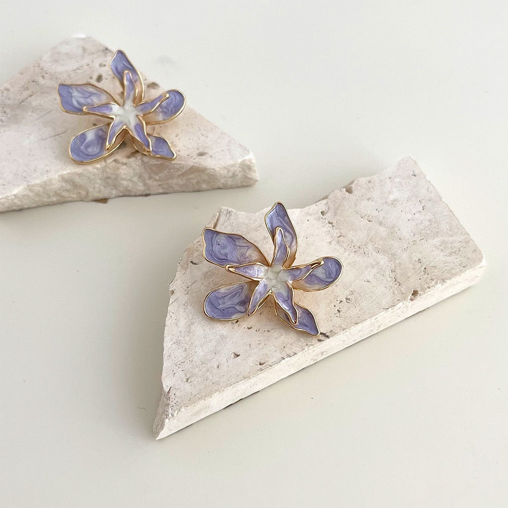 Violet Petal Bloom Earrings