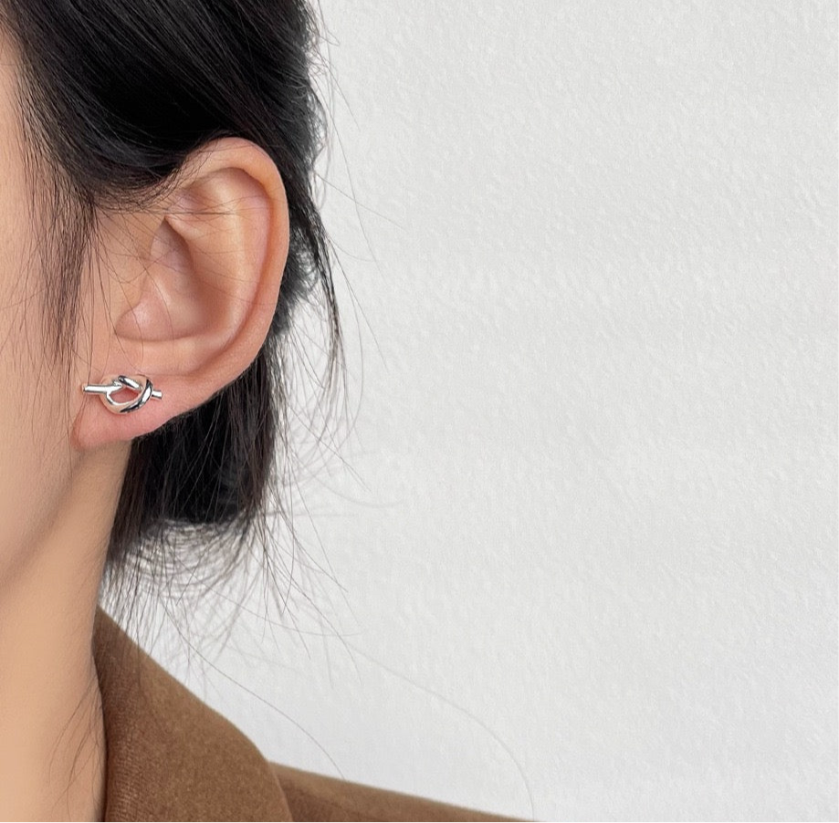 Silver Knot Stud Earrings | Minimal Twist