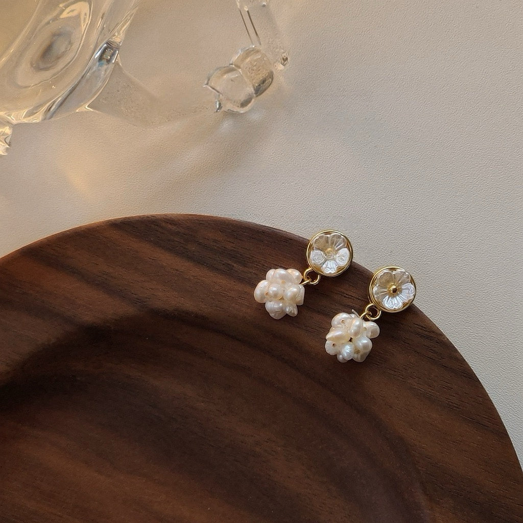 Freshwater Pearl Cluster Drop Earrings