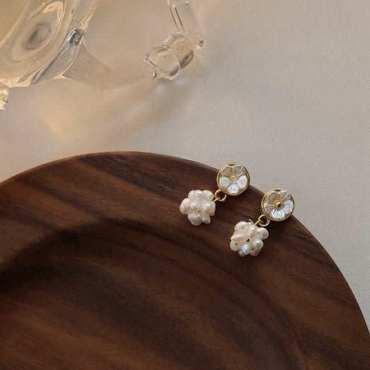 Freshwater Pearl Cluster Drop Earrings