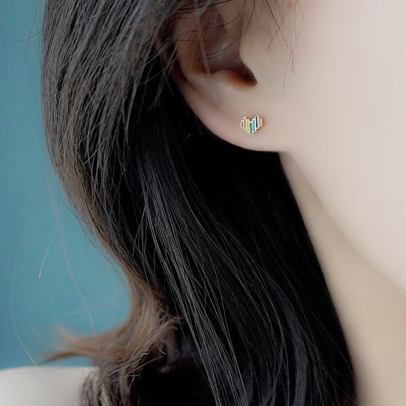 Rainbow Heart Mini Studs