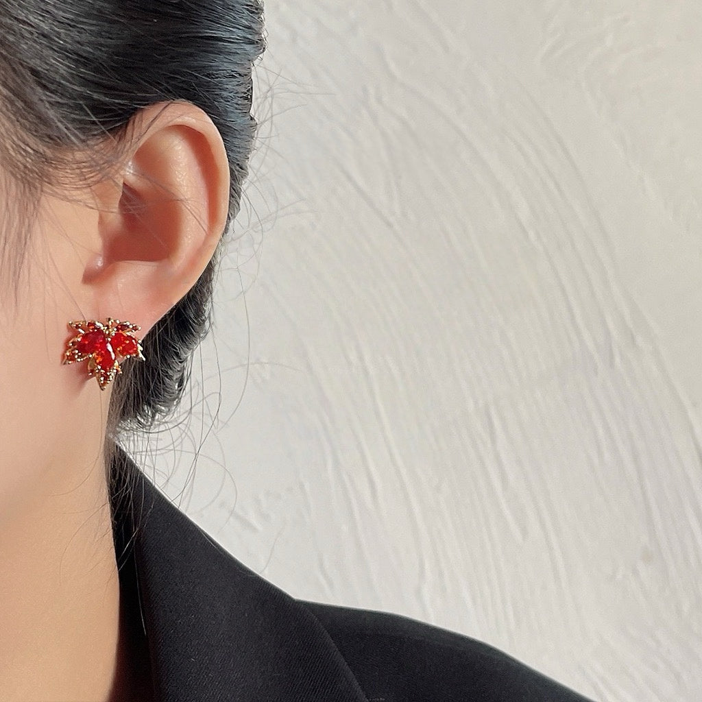 Maple Leaf Sparkle Studs