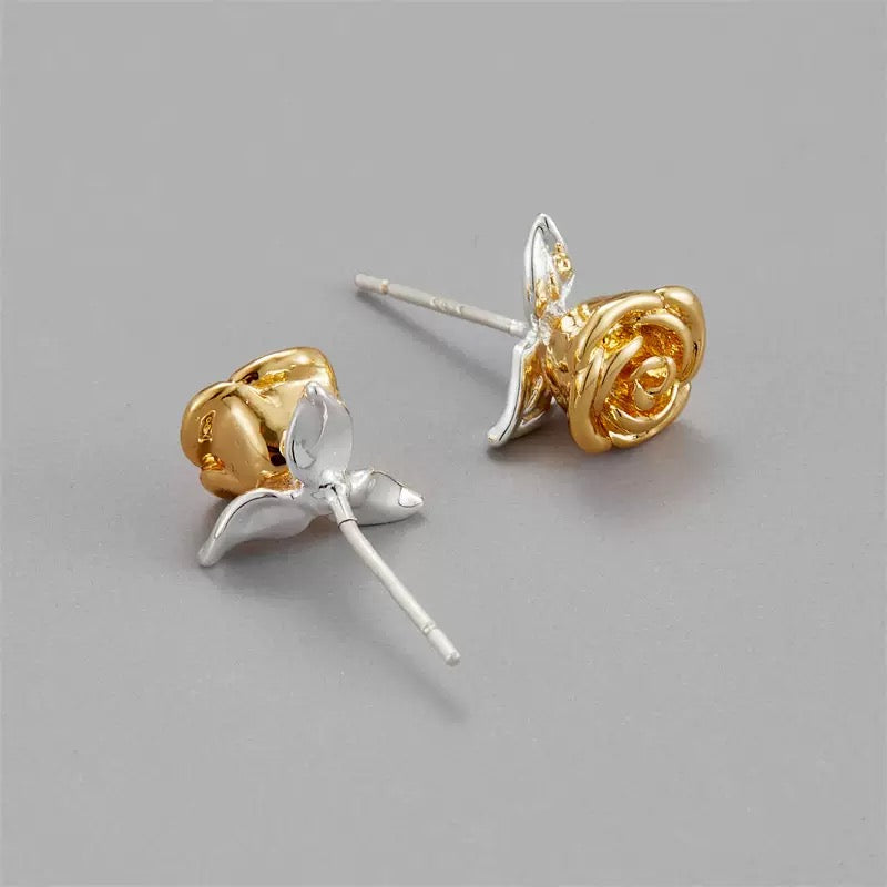 Golden Rosebud Stud Earrings