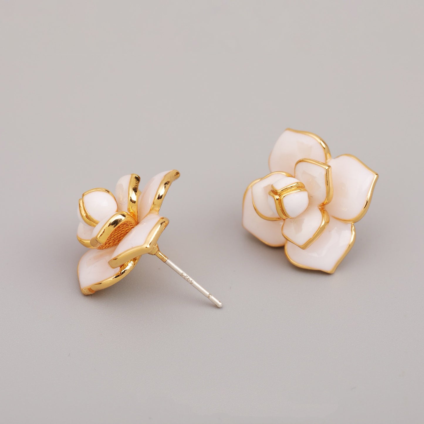 Camellia Enamel Stud Earrings