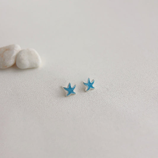 Tiny Blue Starfish Stud Earrings | Sea Breeze Mini