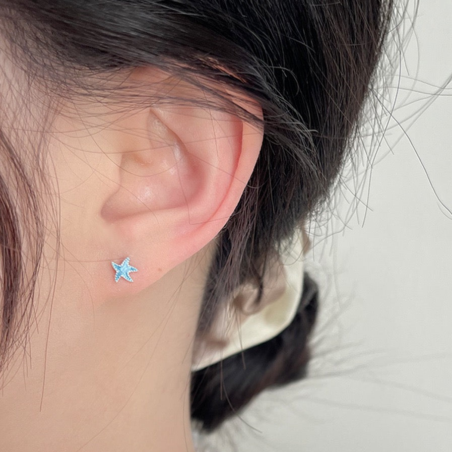 Tiny Blue Starfish Stud Earrings | Sea Breeze Mini