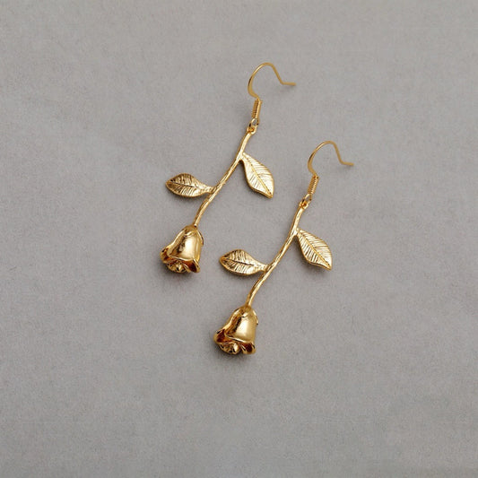 Golden Rose Drop Earrings