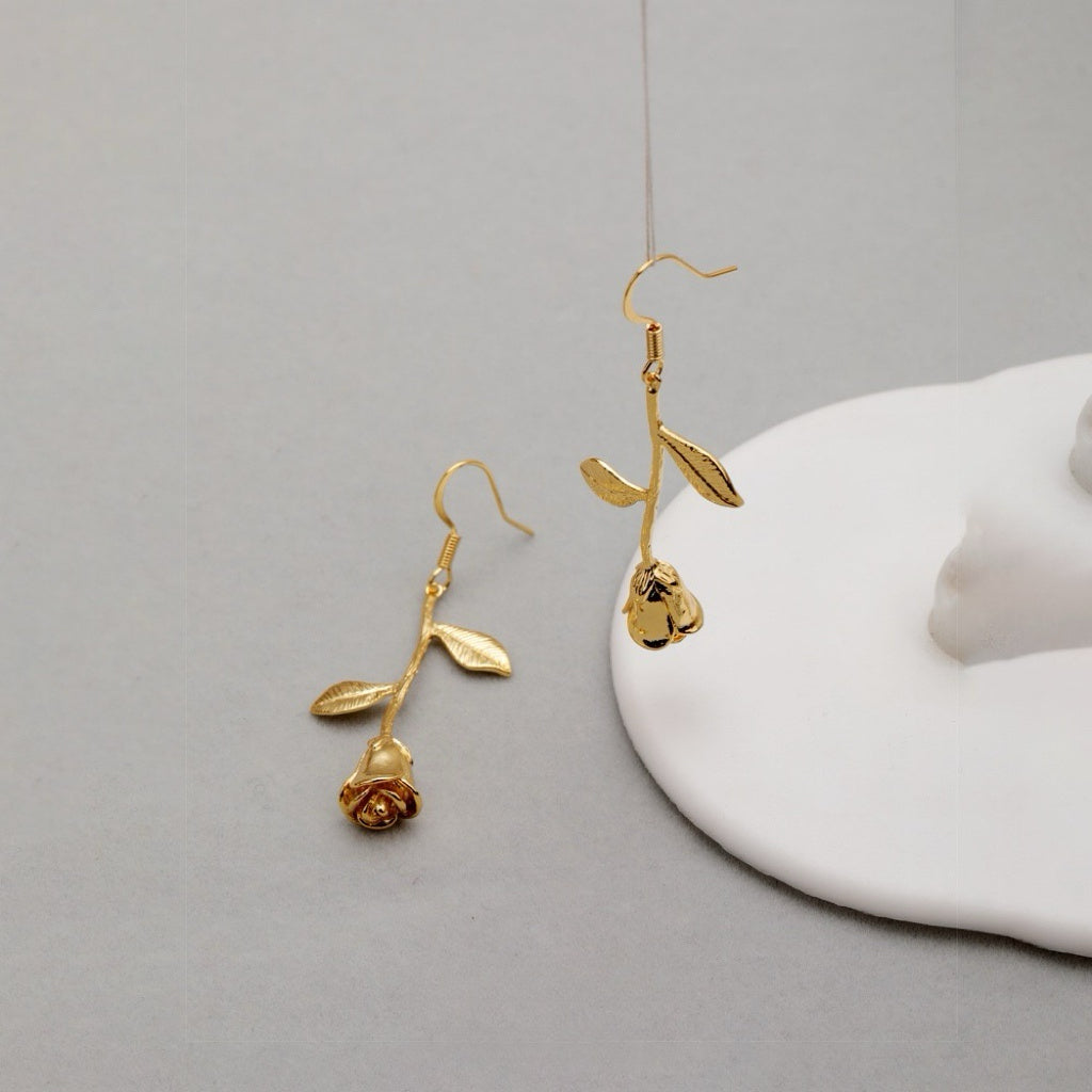 Golden Rose Drop Earrings