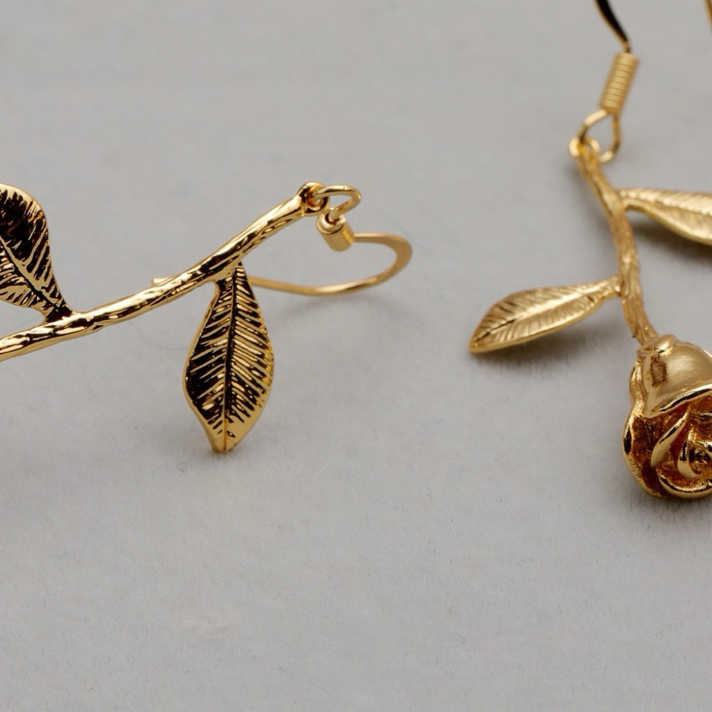 Golden Rose Drop Earrings