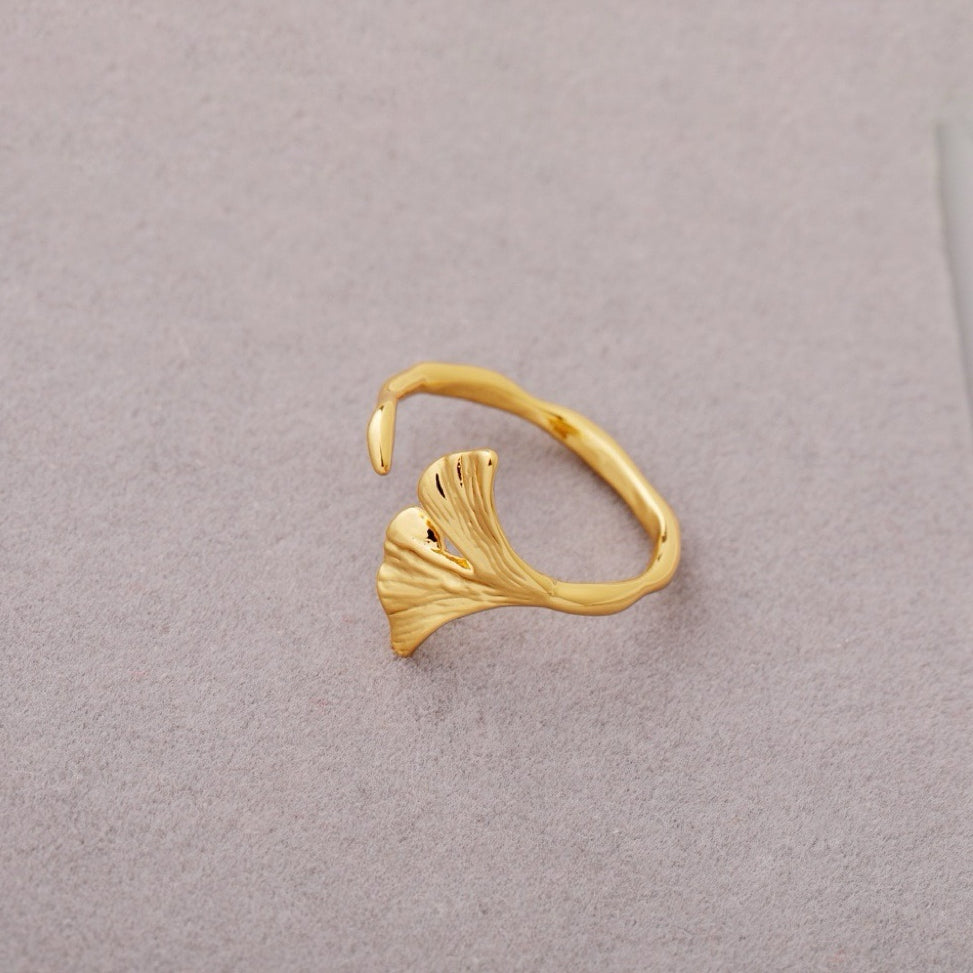 Ginkgo Leaf Open Ring