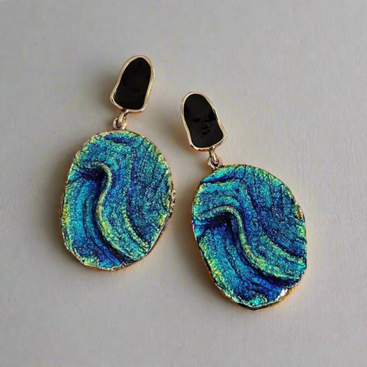 Klein Blue Galactic Ripple Earrings